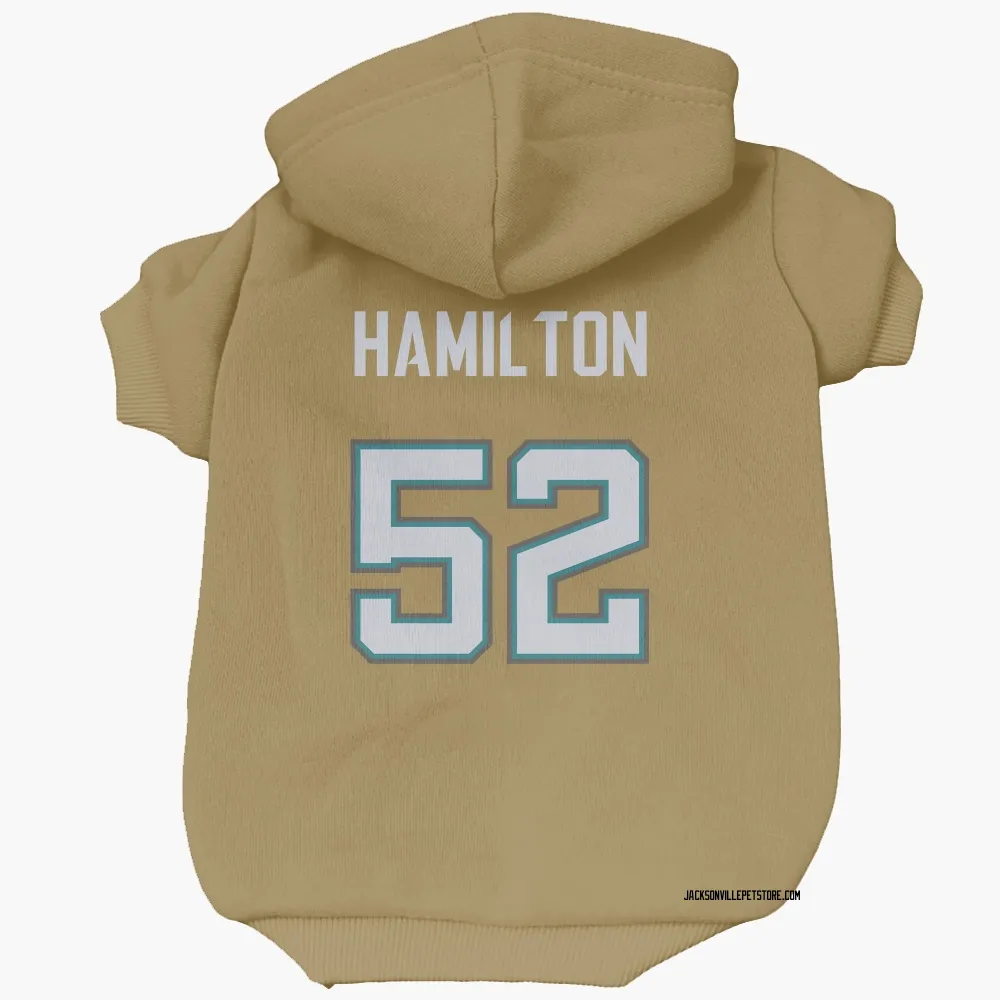 Jacksonville Jaguars DaVon Hamilton Bold Gold Pet Hoodie for Dog & Cat