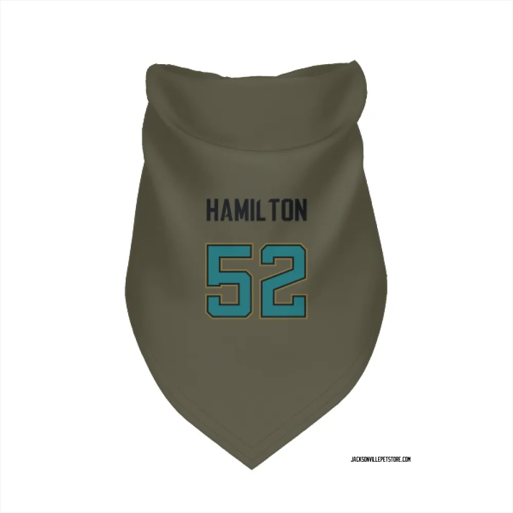 Jacksonville Jaguars DaVon Hamilton Olive Pet Bandana for Dog & Cat