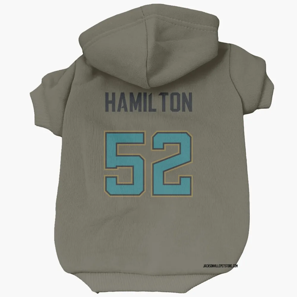 Jacksonville Jaguars DaVon Hamilton Olive Pet Hoodie for Dog & Cat