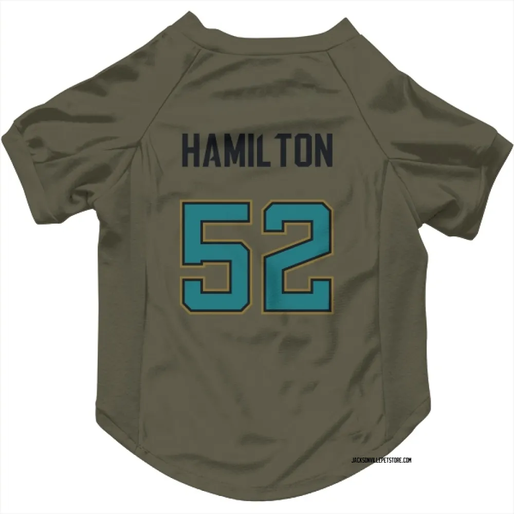 Jacksonville Jaguars DaVon Hamilton Olive Pet Jersey for Dog & Cat