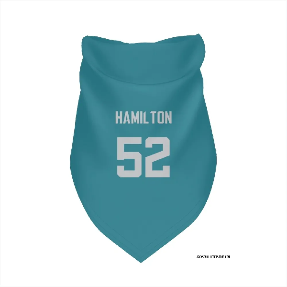 Jacksonville Jaguars DaVon Hamilton Teal Pet Bandana for Dog & Cat