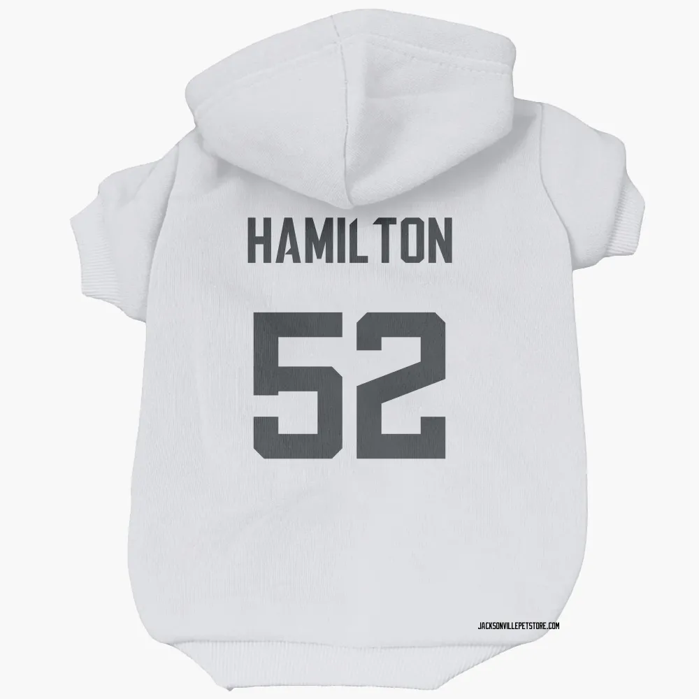 Jacksonville Jaguars DaVon Hamilton White Pet Hoodie for Dog & Cat